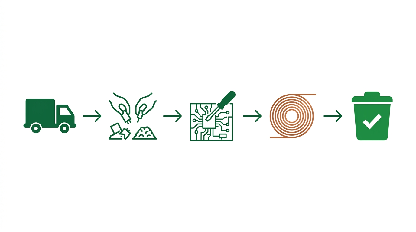 E-Waste Recycling 5-Step Process Collection Sorting Dismantling Recovery Disposal